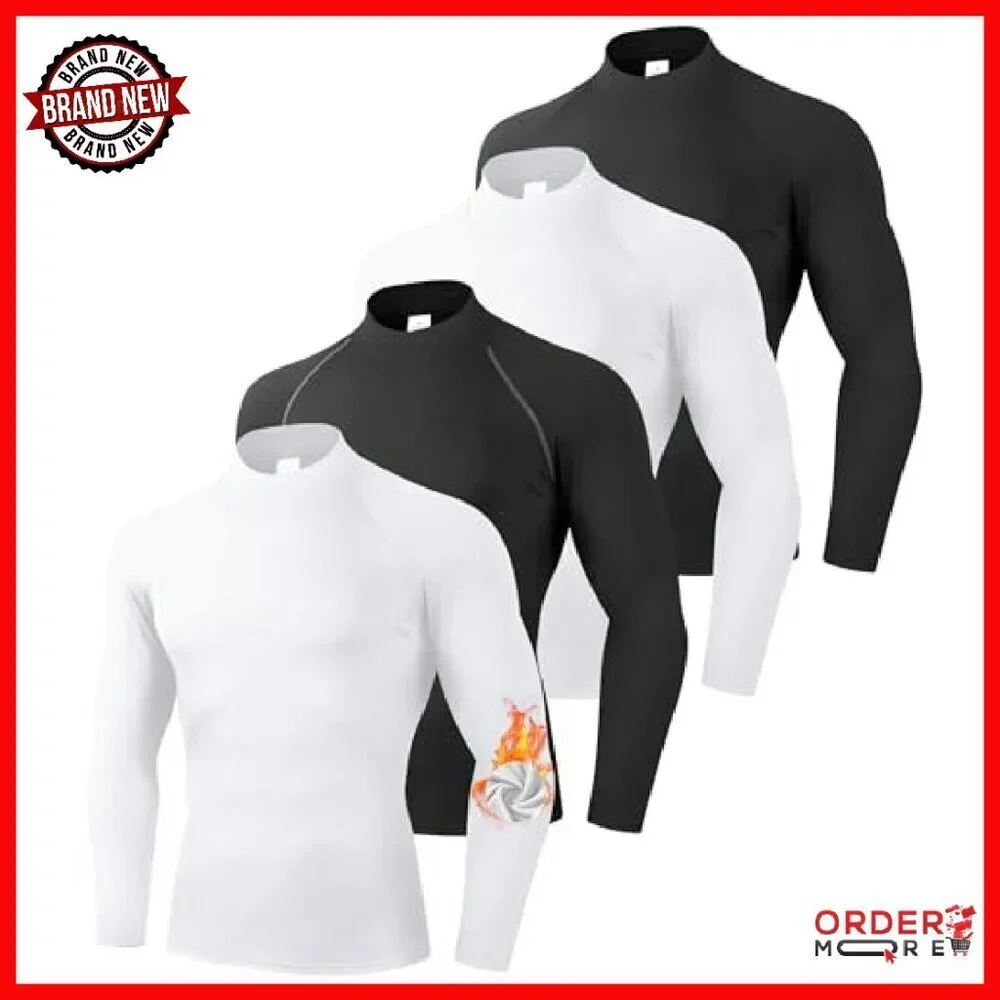 Men's Thermal Compression Shirts 4-Pack Fleece Lined Base Layer Long Sleeve